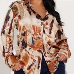 Fashion Nova | “Work Crush” Satin Printed Shirt